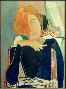 Inge II, in blu scuro con sigaretta da Oskar Moll