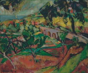 Paesaggio con viadotto da Oskar Moll