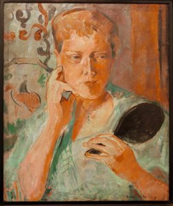 Ritratto di Margarethe con specchio nero da Oskar Moll