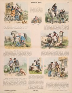 Hans nella fortuna (dopo i Fratelli Grimm) foglio volante pubblicato da Gustav Weise, Stoccarda, 1860 da Oskar Pletsch