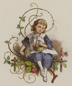 Bambina seduta con un cestino da Oskar Pletsch