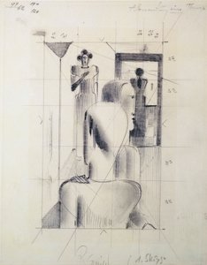 Figure in una stanza, di Oskar Schlemmer, matita su carta. Germania, 20° secolo da Oskar Schlemmer