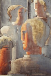 Gruppo di Quattro Teste Grigio Blu, Studio Folkwang III da Oskar Schlemmer