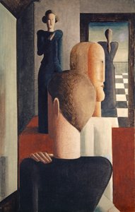 Interno con cinque figure, romano