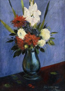 Vaso di fiori con gladioli e dalie da Oskar Schlemmer
