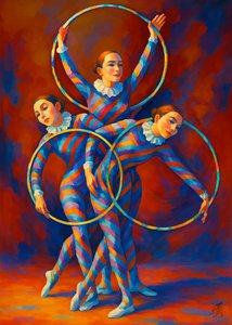 Ballerini di hula hoop Harlequin da Osvaldo Russo