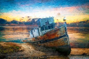 Barca rustica al tramonto da Osvaldo Russo