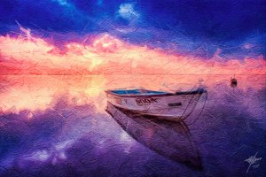 Riflesso sereno di una barca al tramonto da Osvaldo Russo