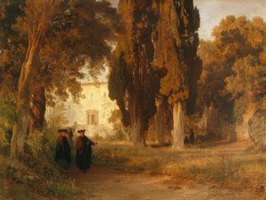 Il giardino del monastero, dopo il 1857 da Oswald Achenbach