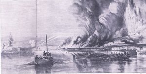 La caduta di Sebastopoli e la ritirata dei russi, 8 settembre 1855, illustrazione da British Battles on Land and Sea, 1915 da Oswald Walters Brierly