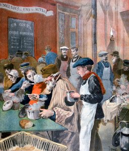 Carità degli studenti, la mensa dei poveri a Butte-aux-Cailles, Parigi, 1894 da Oswaldo Tofani