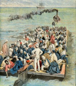 Imbarco sulla nave ospedale dei feriti della spedizione del madagascar nel 1896 (Incisione) da Oswaldo Tofani
