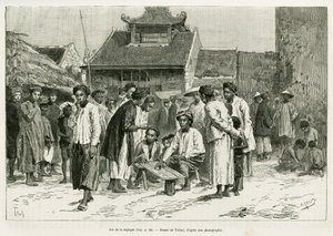 Gioco del sapeque. Incisione di Tofani, per illustrare la storia Trente mois au Tonkin, nel 1884, di Dr Paul Hocquard, in le tour du monde 1890, sotto la direzione di Edouard Charton (1807-1890), Hachette, Parigi.