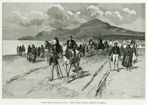 Isolani che vanno a messa. Incisione di Tofani, per illustrare il racconto Tre mesi in Irlanda, nel 1889, di Marie Anne de Bovet, in Le Tour du monde 1890, a cura di Edouard Charton (1807-1890), Hachette, Parigi da Oswaldo Tofani