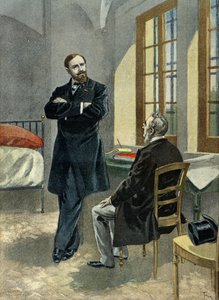 Paul Deroulede in prigione riceve il suo avvocato Oscar Falateuf nel 1899 (Incisione)