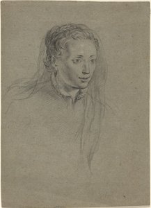 Giovane donna con capelli intrecciati e velo da Ottavio Leoni