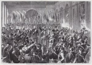 Proclamazione del re Guglielmo I di Prussia come imperatore di Germania, Sala degli Specchi, Palazzo di Versailles, Francia da Otto Edmund Guenther
