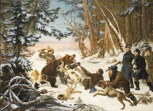 Lo zarevic Alessandro Nikolaevič a caccia di orsi nei dintorni di Mosca, 1843 da Otto Grashof