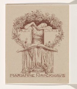 Ex libris di Marianne Brockhaus da Otto Greiner (signed by artist)