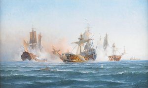HMS Wachtmeister che Combatte contro la Squadra Russa il 4 giugno 1719 (1902) da Otto Ludvig Richarde