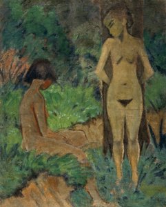 Bagnanti sotto gli alberi, 1925 circa (pittura a colla su tela) da Otto Muller or Mueller