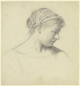 Testa della donna seduta da „Preparazione per il ballo in costume“ da Otto Scholderer