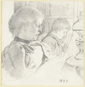 Luise Scholderer e Victor mentre leggono da Otto Scholderer