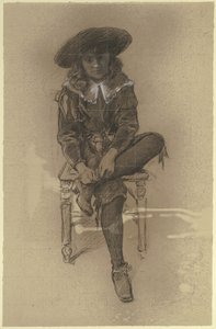 Ragazzo seduto in costume storico dalla "Preparazione al ballo in maschera" da Otto Scholderer