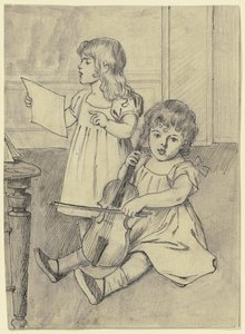 Due bambini che suonano da Otto Scholderer