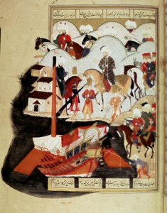 Sultano Murad III (1574-1595) visita il porto di Costantinopoli. Miniatura dal manoscritto 
