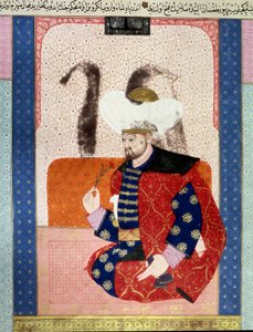 Impero Ottomano: ritratto di Bayazid I (Bajazet I) (circa 1354-1403) noto come Yildirim (Fulmine). Miniatura dal manoscritto (Ms. 1973, folio 62a) 