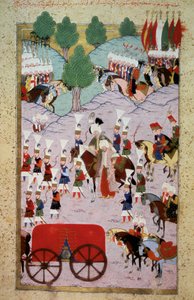 Rappresentazione del sultano Solimano I il Magnifico e il suo esercito (miniatura) da Ottoman School