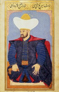 Impero Ottomano: ritratto del primo Sultano Ottomano Murad I (1326-1389). Miniatura dal manoscritto 
