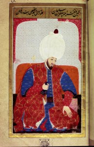 Solimano I il Magnifico (1494-1566), Sultano Ottomano. Miniatura dal manoscritto "Fisiognomia Umana (Sulle Disposizioni Personali degli Ottomani)" di Seyyid Lokman Hussein