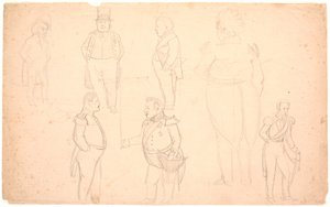Caricatura di A.S. Ørsted, Federico VII, Cristiano VIII e probabilmente Federico VI