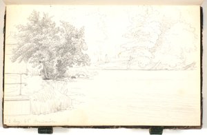 Paesaggio boschivo vicino a un lago da P.C. Skovgaard
