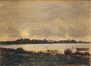 Vista attraverso il fiordo di Præstø verso la tenuta di Nysø da P.C. Skovgaard