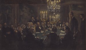 Schizzo di composizione per "Un incontro nella Società delle Scienze" nella Società delle Scienze da Peder Severin Krøyer