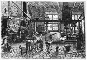 La bottega del tessitore a Lione, illustrazione da 