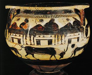 Registro superiore: un banchetto, registro inferiore: animali ... da Painter Detroit