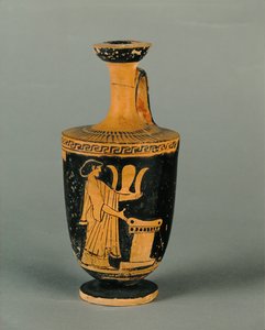 Donna su un altare. Piccola lekythos a figure rosse ... da Painter Icarus