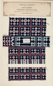 Campione di sciarpa in cotone da Nurrapore in Sind, da The Collection of the Textile Manufacturers of India, di John Forbes Watson, pubblicato nel 1866 da Pakistani School