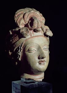 Testa, da Gandhara, stile greco-buddista, I-IV secolo