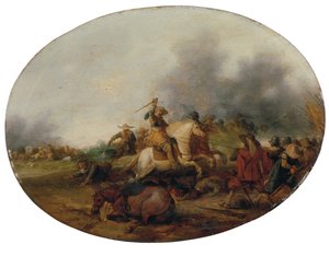 Scaramuccia di cavalleria con cavallo caduto, 1637 da Palamedes Palamedesz