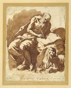 San Girolamo seduto su una roccia, scrivendo da Palma Il Giovane