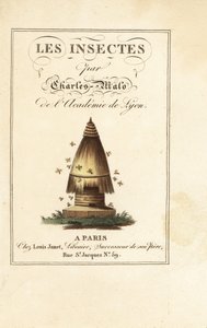 Pagina del titolo con titolo calligrafico e vignetta di alveare con api da Pancrace (after) Bessa