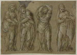 Quattro figure femminili panneggiate in piedi da Paolo Farinati