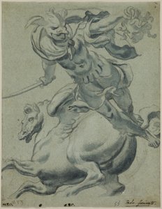 Perseo che tiene la testa di Medusa, con Pegaso sullo sfondo