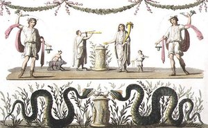 Affreschi dal larario di una casa privata a Pompei, da 
