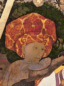 La Battaglia di San Romano, (dettaglio della testa di Niccolò da Tolentino) da Paolo Uccello